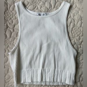 Zara White Ribbed Tank Top